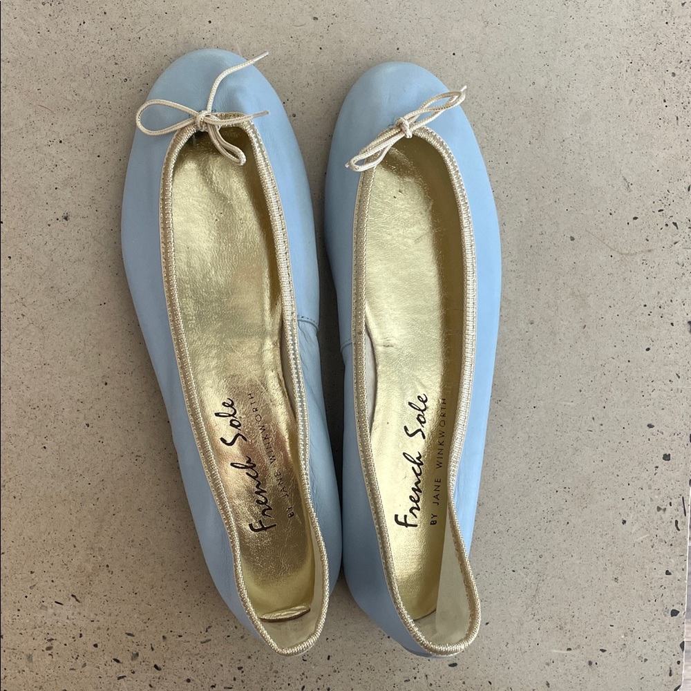 French Sole Sky Blue Ballet Flats
